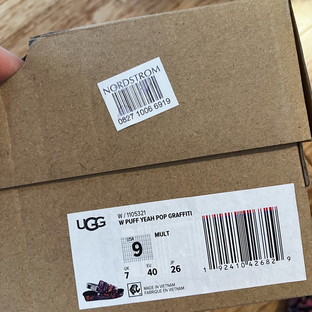 Pink purple black “ Puff Yeah Graffiti” platform Ugg slides w/ sling strap - Picture 8 of 8